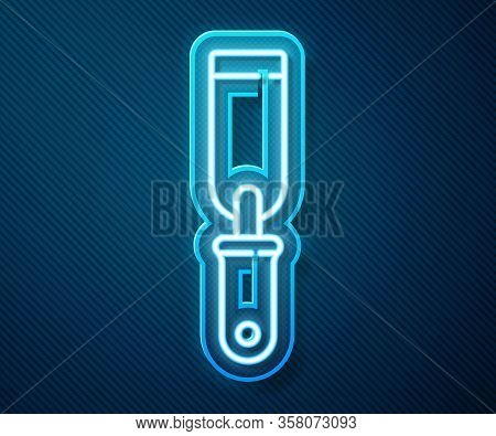 Glowing Neon Line Rasp Metal File Icon Isolated On Blue Background. Rasp For Working With Wood And M