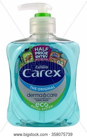 Coventry, West Midlands, Uk - March 27, 2020: Carex Antibacterial Hand Wash Pump Bottle On An Isolat