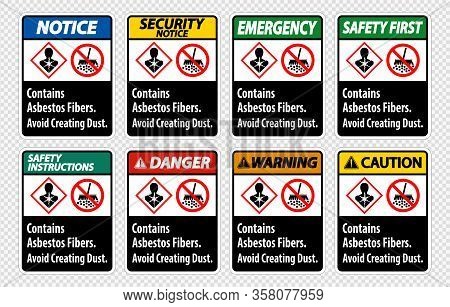 Label Contains Asbestos Fibers,avoid Creating Dust Symbol