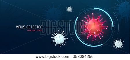 Virus Bacteria Detected Vector Low Poly Vector Illustration. Viruses Detection Laboratory Researchin