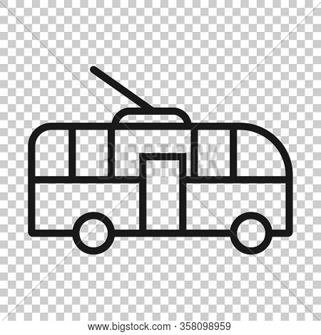 Trolleybus Icon In Flat Style. Trolley Bus Vector Illustration On White Isolated Background. Autobus