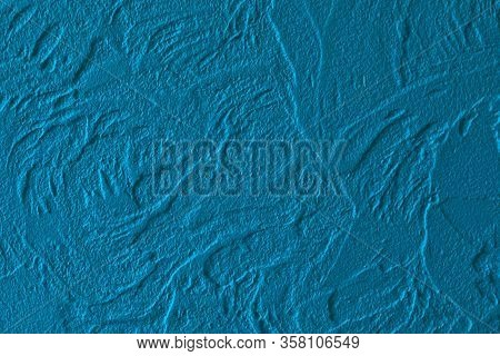Texture Of Blue Concrete Wall With Glaze Finish. Luxury Background For Design On A Building Theme, D