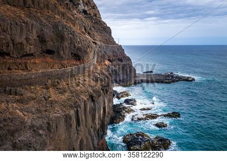 Cliffs And Ocean View From Coastal Path In Santo Antao Island, Cape Verde, Africa