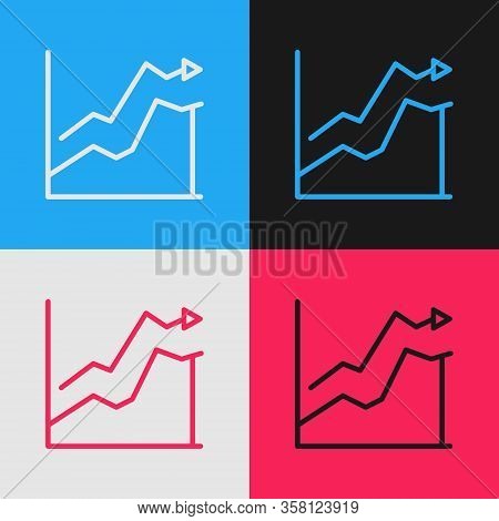 Pop Art Line Oil Price Increase Icon Isolated On Color Background. Oil Industry Crisis Concept. Vect