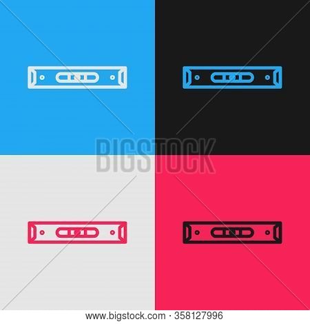 Pop Art Line Construction Bubble Level Icon Isolated On Color Background. Waterpas, Measuring Instru