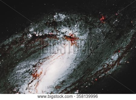 Spiral Galaxy M66 Space Background. Messier 66. Elements Of This Image Furnished By Nasa. Retouched 