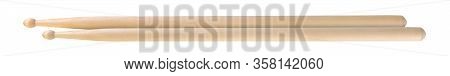 Set Of Drum Sticks Web Banner Isolated On White