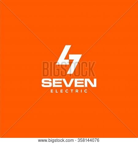 Modern And Creative Logo Design Lighting Bolt, Number 7 And Letter S With Clear Background - Eps10 -