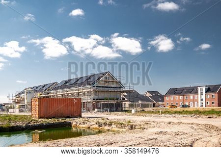 Urk Netherlands 28 March 2020, Empty Construction Site In The Netherlands With Newly Build House Dur