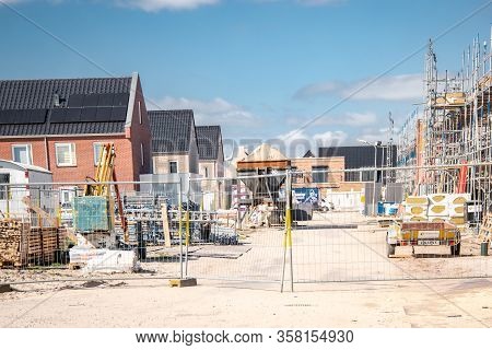 Urk Netherlands 28 March 2020, Empty Construction Site In The Netherlands With Newly Build House Dur