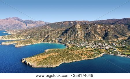 Aerial Panoramic View Of Kalydon Island, Crete, Greece