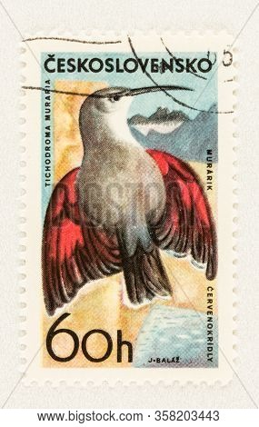 Seattle Washington - March 27, 2020: Close Up Of Used Republic Of Czechoslovakia Postage Stamp Featu