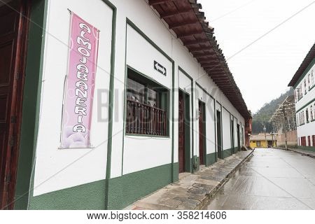Nemocon, Cundinamarca / Colombia; March 24, 2018: Exterior View Of An Almojabaneria, A Kind Of Cafet