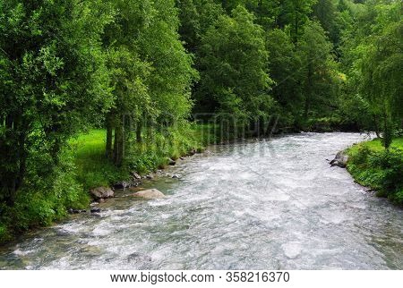 Summer alpine landscape in National Park Hohe Tauern, Austria. Panorama of the Alps, National Park Hohe Tauern