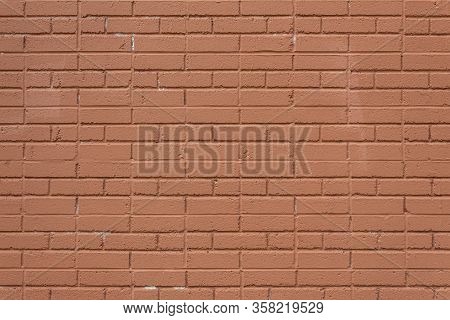 Orange Painted Brick Wall Background With Alternating Running Bond And Jack Bond Brick Pattern, Hori