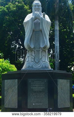 Manila, Ph - July 6: Confucius Statue At Chinese Garden Inside Rizal Park On July 6, 2016 In Manila,