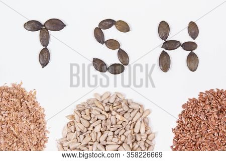 Inscription Tsh With Nutritious Natural Products And Ingredients Containing Vitamins And Minerals Fo