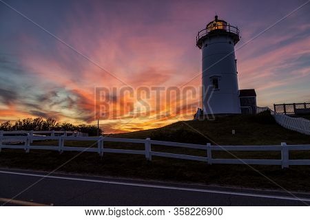 Nobska Lighthouse In Falmouth, Massachusetts, United Satates Of America