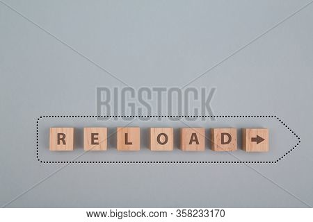 Reloading, Overloading Bar Process. Uploading Program. Restart. Reboot System. Wooden Cubes With Rel
