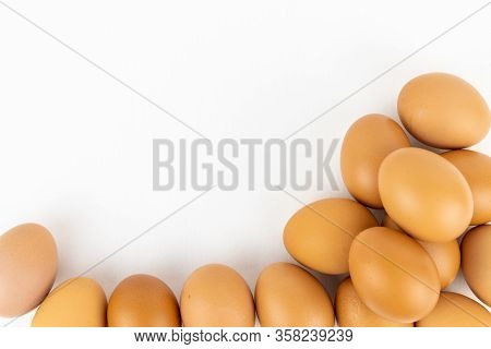 Raw Chicken Egg Isolated On White Background, Space For Text.