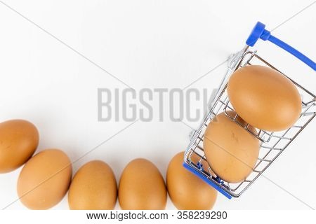 Raw Chicken Egg Isolated On White Background, Space For Text.