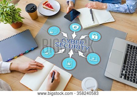 Cyber Data Information Internet Digital Security Concept On Office Desktop.