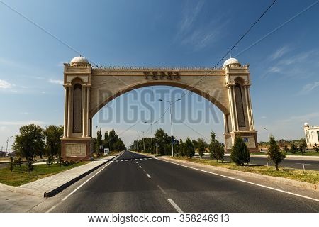 Taraz, Kazakhstan - September 14, 2019: Entrance Arch To The City Of Taraz. Entry Into The City.