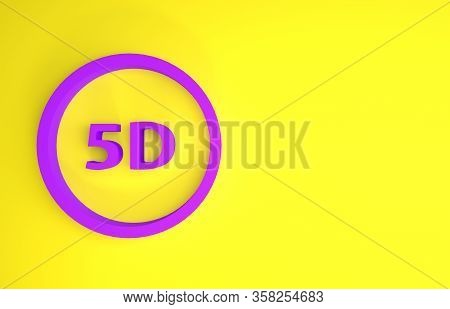 Purple 5d Virtual Reality Icon Isolated On Yellow Background. Large Three-dimensional Logo. Minimali