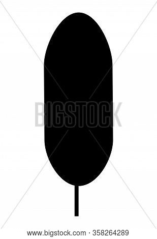 Leaf Silhouette Vector. Black Shape With Oblong Leaf Shape. Vector