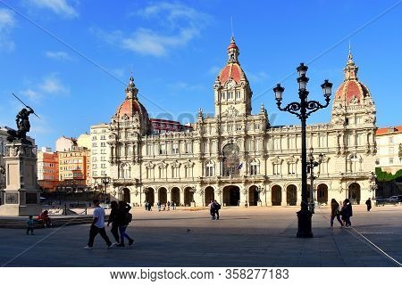 A Coruña Town Hall In The María Pita Square. La Coruña, Galicia. Spain. Europe. October 8, 2019