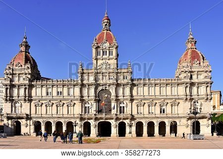 A Coruña Town Hall In The María Pita Square. La Coruña, Galicia. Spain. Europe. October 8, 2019