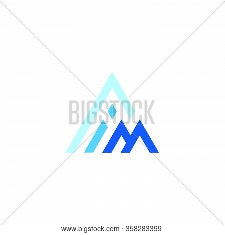 Letter Im Geometric Blue Mountain Sky  Triangle Logo Vector