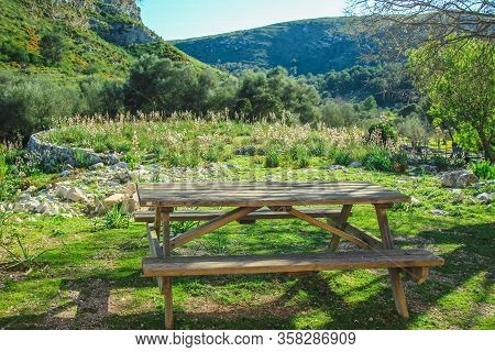 Sitting Area At Parc Natural De La Peninsula De Llevant On The Island Of Mallorca, Spain