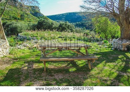 Sitting Area At Parc Natural De La Peninsula De Llevant On The Island Of Mallorca, Spain