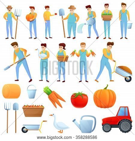 Agronomist Icons Set. Cartoon Set Of Agronomist Vector Icons For Web Design