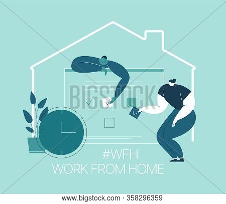 Wfh - Work From Home, Home Office. An Employee Works From Home Because Of The 2019-ncov Coronavirus 