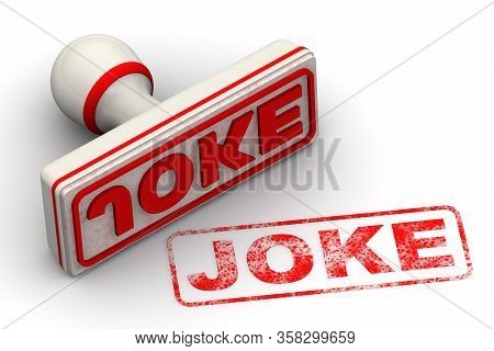 Joke. The Seal. The White Seal And Red Imprint Joke On White Surface. 3d Illustration