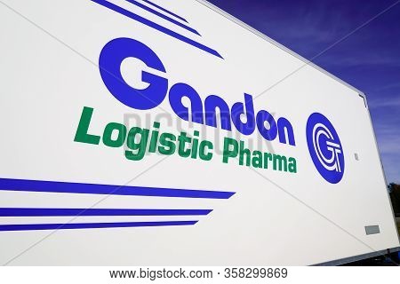 Bordeaux , Aquitaine / France - 03 07 2020 : Gandon Logistic Pharma Trailer Truck Sign Logo
