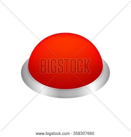 Button Circle Shape Red For Buttons Games Play Isolated On White, Red Modern Buttons Simple And Conv