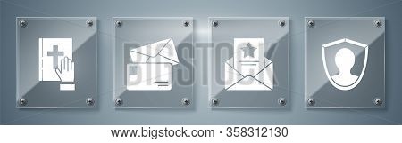 Set User Protection, The Arrest Warrant, Envelope And Oath On The Holy Bible. Square Glass Panels. V