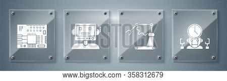 Set Robot And Digital Time Manager, Industrial Machine Robotic Robot Arm Hand Factory, Robot And Pri