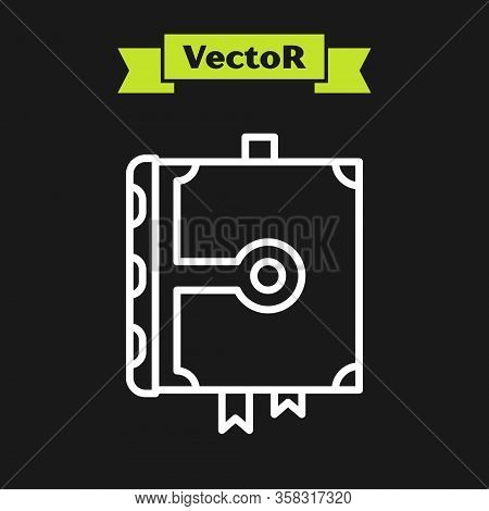 White Line Ancient Magic Book With Alchemy Recipes And Mystic Spells And Enchantments Icon Isolated 