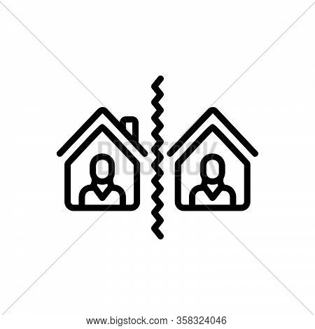 Black Line Icon For Separate Break-up Divide Distinct Aloof Segregate Split Neighborhood