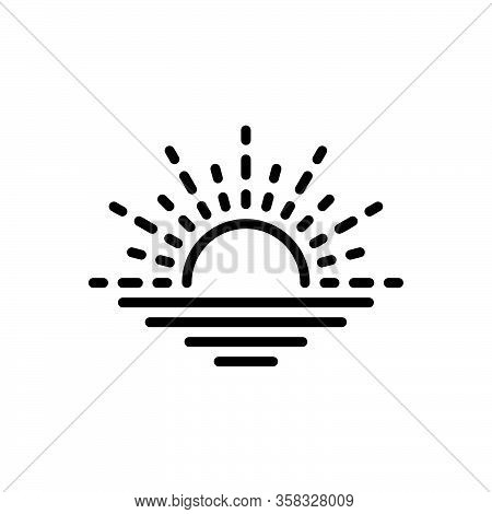Black Line Icon For Horizon Skyline Sealine Sunrise Morning Sunshine Climate Nature