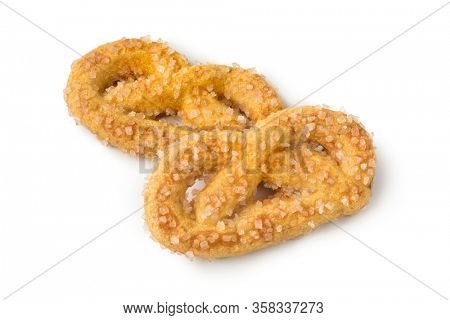Pair of traditional dutch sweet cookies called krakeling isolated on white background 