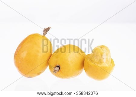 Spondias Purpurea - Delicious Tropical Fruit. White Background