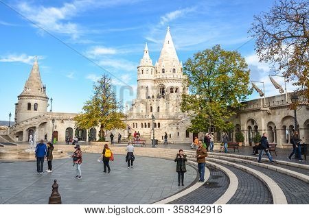 Budapest, Hungary - Nov 6, 2019: Fishermans Bastion In The Hungarian Capital City. One Of The Most P