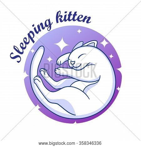 Vector Icon Of Cute Sleeping Kitten In Circle. Pet Shop Veterinary Clinic, Pet Shelter,
Brand Or Com