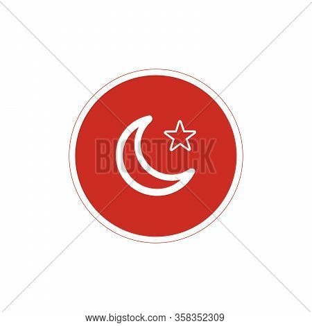 Turkey Flag Symbol Icon In Circle. Stock Vector Illustration Isolated On White Background.