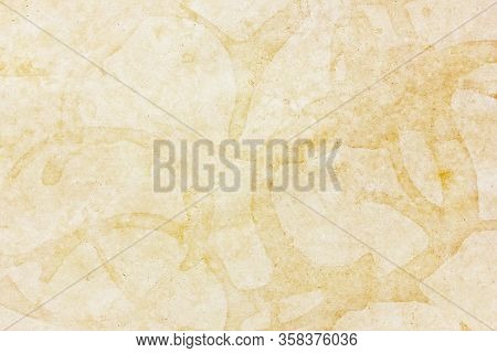 Brown Paper Texture. Coffee Mug Stamp. Grunge Parchment Design Background. Coffee Cup Ring On Paper.
